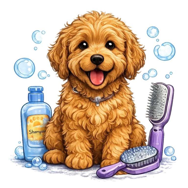 Illustration of a freshly groomed dog